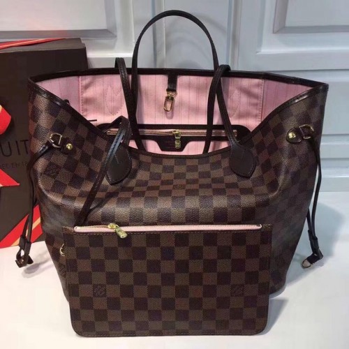 Neverfull mm damier ebene pink inside